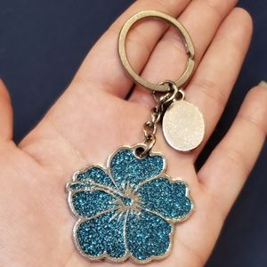 🏷 Blue Sparkle Hibiscus Key Chain